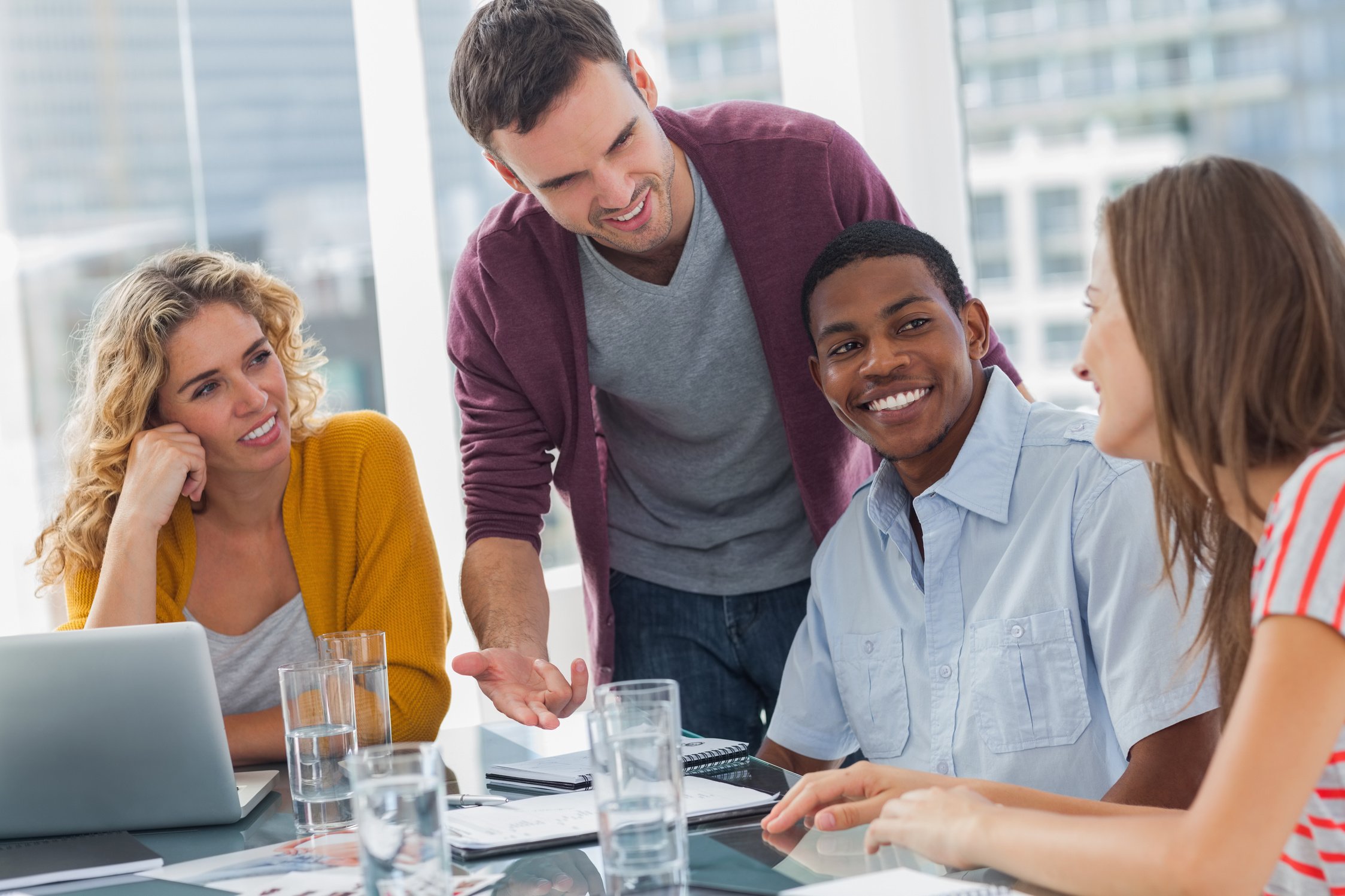 Smiling team having meeting